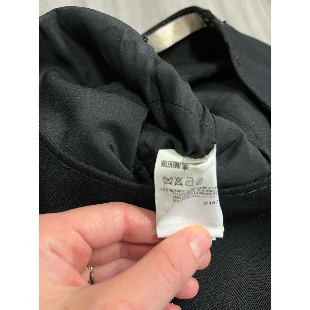 VALENTINO Black 100% Wool Bow Accent Sleeveless A-Line Knee Length Dress 12 - Picture 4 of 5